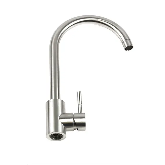 Смеситель д/кухни MELANA-610103 Tondo нерж.сталь, однорычажный, сатин, литой излив