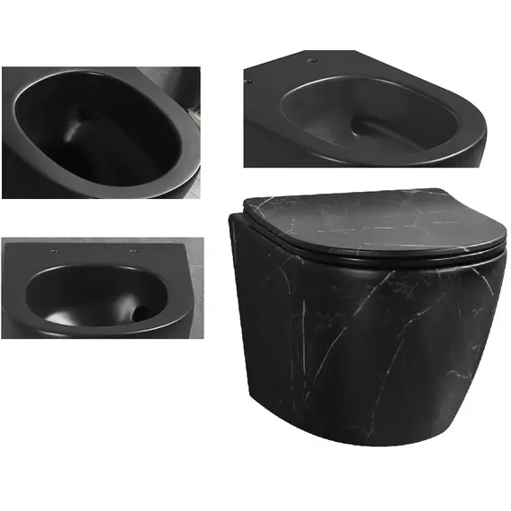 Унитаз Ceruttispa SELLA Aria Tornado MMB CT9531  подвесной безободковый черный мрамор матовый