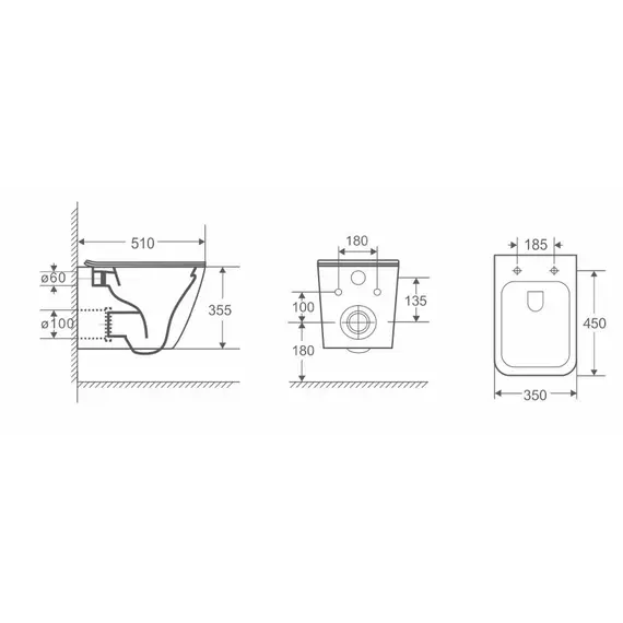 УнитазCeruttispa  MIMI Aria MB CT8920 подвесной безободковый черный матовый