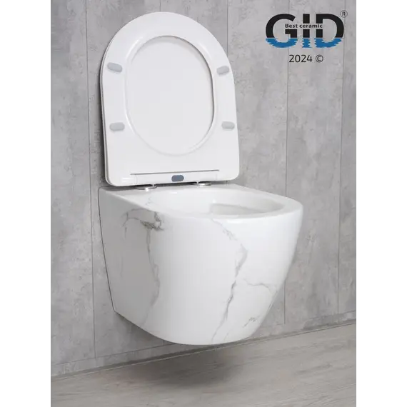 Безободковый подвесной унитаз микролифт дюропласт Gid Ws2198