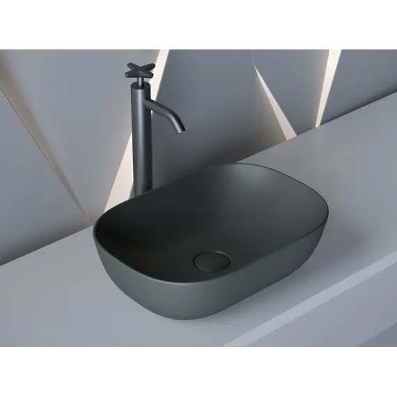 Умывальник чаша Ceramica Nova накладная прямоугольная (цвет Темный Антрацит Матовый) Element 455*325*135мм