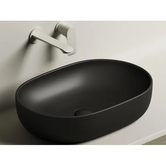 Умывальник чаша Ceramica Nova накладная овальная (цвет Черный Матовый) Element 600*415*135мм