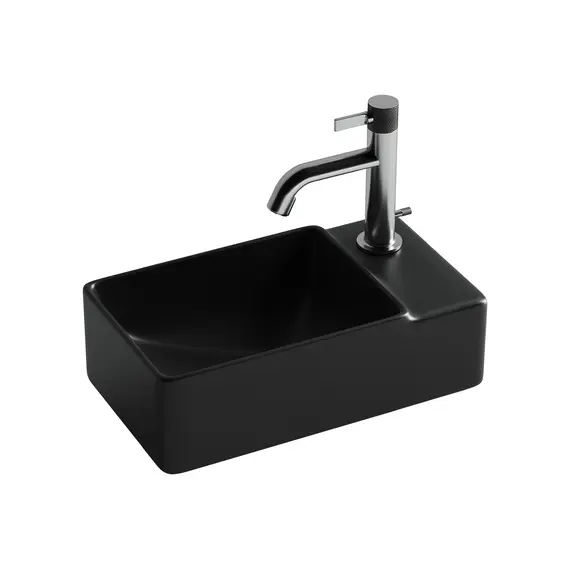 Ceramica Nova Умывальник подвесной прямоугольный (чаша слева, отверстие под смеситель справа) цвет черный матовый Element 395*220*125мм