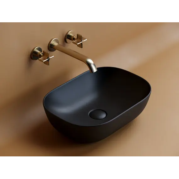 Умывальник чаша Ceramica Nova накладная прямоугольная (цвет Черный Матовый) Element 455*325*135мм