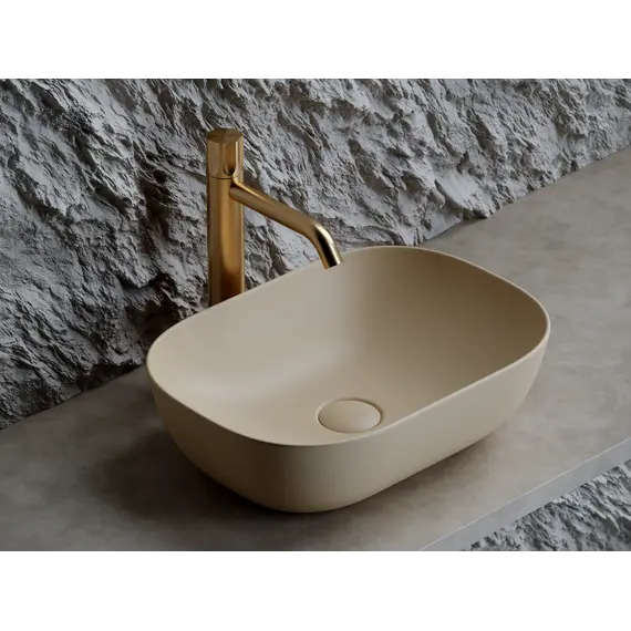 Умывальник чаша Ceramica Nova накладная прямоугольная (цвет Капучино Матовый) Element 455*325*135мм