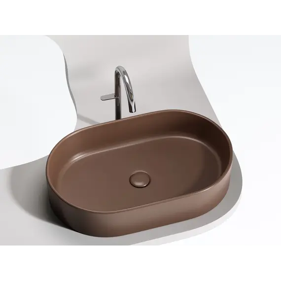 Умывальник чаша Ceramica Nova накладная овальная (цвет Темно-Коричневый Матовый) Element 608*385*122мм