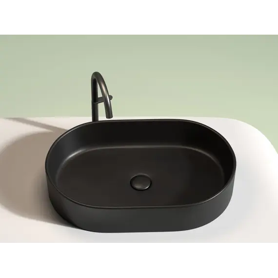 Умывальник чаша Ceramica Nova накладная овальная (цвет Черный Матовый) Element 608*385*122мм