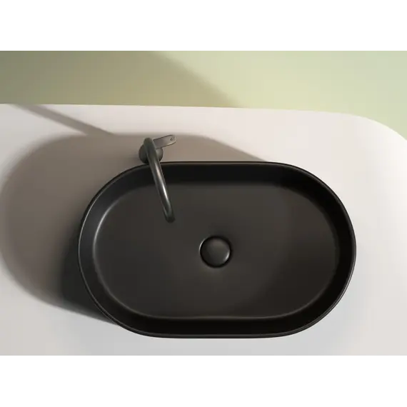 Умывальник чаша Ceramica Nova накладная овальная (цвет Черный Матовый) Element 608*385*122мм