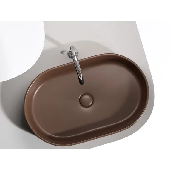 Умывальник чаша Ceramica Nova накладная овальная (цвет Темно-Коричневый Матовый) Element 608*385*122мм