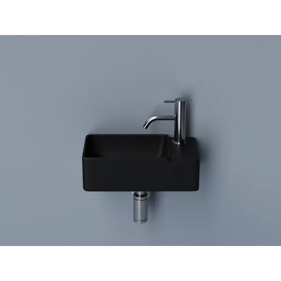 Ceramica Nova Умывальник подвесной прямоугольный (чаша слева, отверстие под смеситель справа) цвет черный матовый Element 395*220*125мм