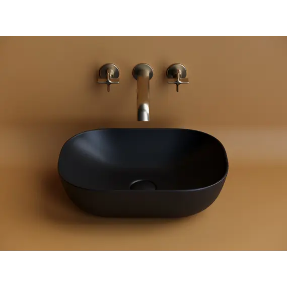 Умывальник чаша Ceramica Nova накладная прямоугольная (цвет Черный Матовый) Element 455*325*135мм