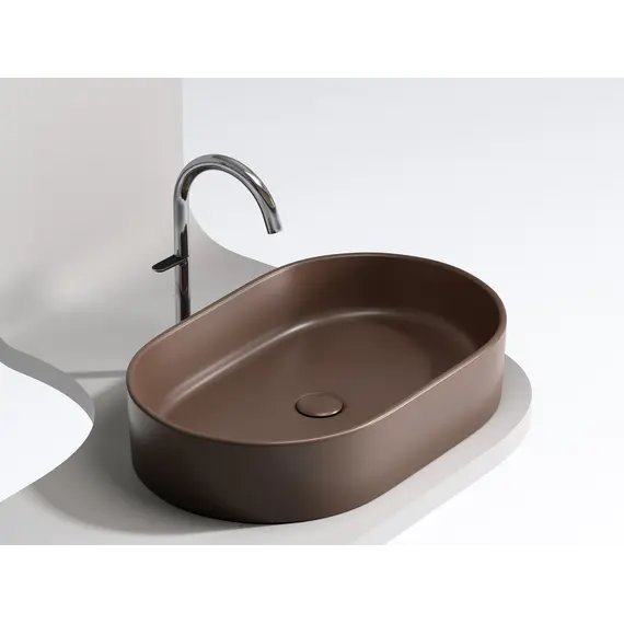 Умывальник чаша Ceramica Nova накладная овальная (цвет Темно-Коричневый Матовый) Element 608*385*122мм