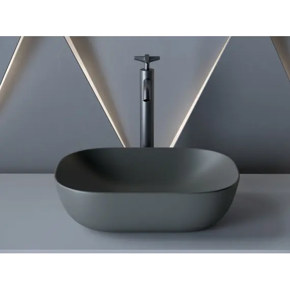 Умывальник чаша Ceramica Nova накладная прямоугольная (цвет Темный Антрацит Матовый) Element 455*325*135мм
