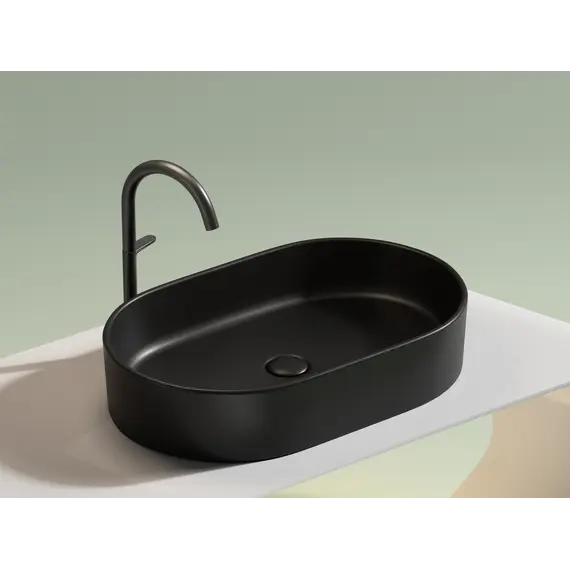 Умывальник чаша Ceramica Nova накладная овальная (цвет Черный Матовый) Element 608*385*122мм
