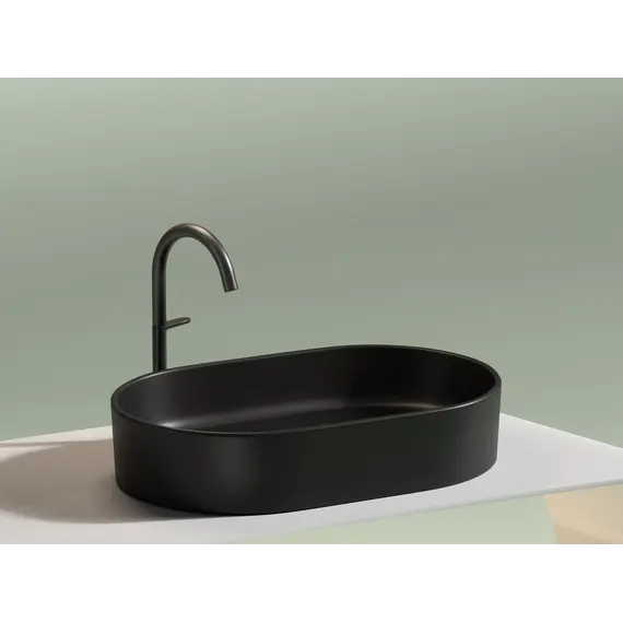 Умывальник чаша Ceramica Nova накладная овальная (цвет Черный Матовый) Element 608*385*122мм