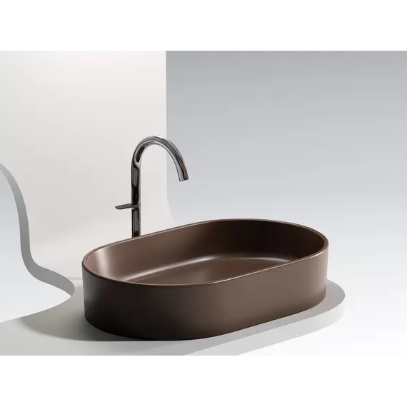 Умывальник чаша Ceramica Nova накладная овальная (цвет Темно-Коричневый Матовый) Element 608*385*122мм