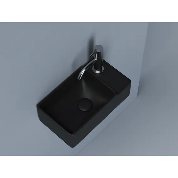 Ceramica Nova Умывальник подвесной прямоугольный (чаша слева, отверстие под смеситель справа) цвет черный матовый Element 395*220*125мм