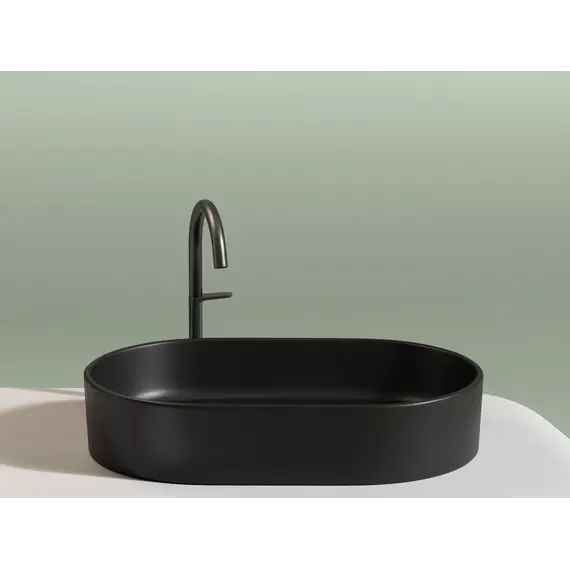 Умывальник чаша Ceramica Nova накладная овальная (цвет Черный Матовый) Element 608*385*122мм