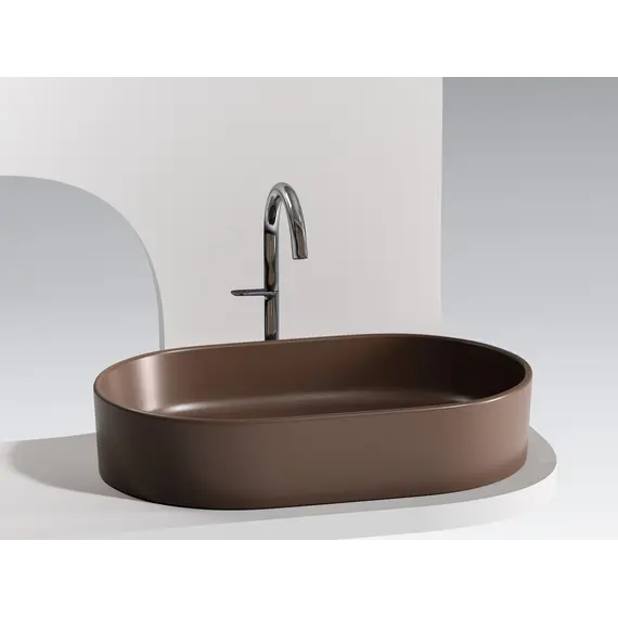 Умывальник чаша Ceramica Nova накладная овальная (цвет Темно-Коричневый Матовый) Element 608*385*122мм