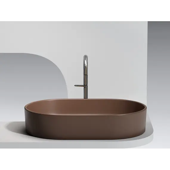 Умывальник чаша Ceramica Nova накладная овальная (цвет Темно-Коричневый Матовый) Element 608*385*122мм