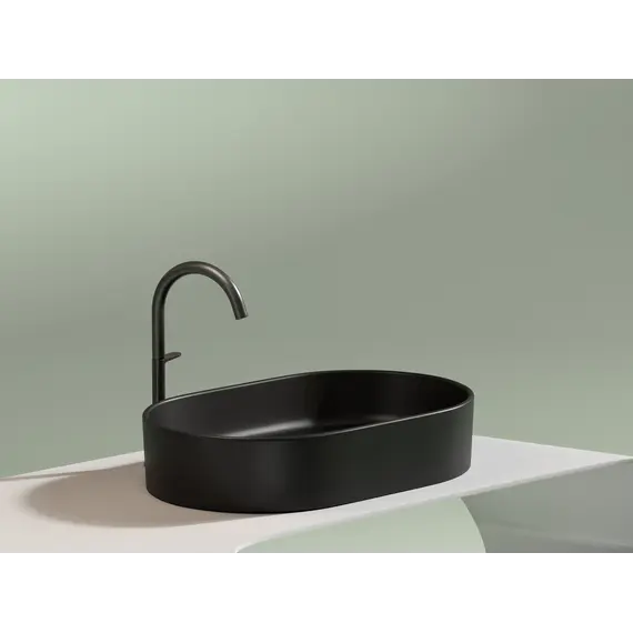 Умывальник чаша Ceramica Nova накладная овальная (цвет Черный Матовый) Element 608*385*122мм