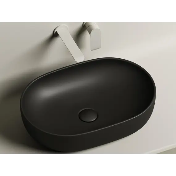 Умывальник чаша Ceramica Nova накладная овальная (цвет Черный Матовый) Element 600*415*135мм
