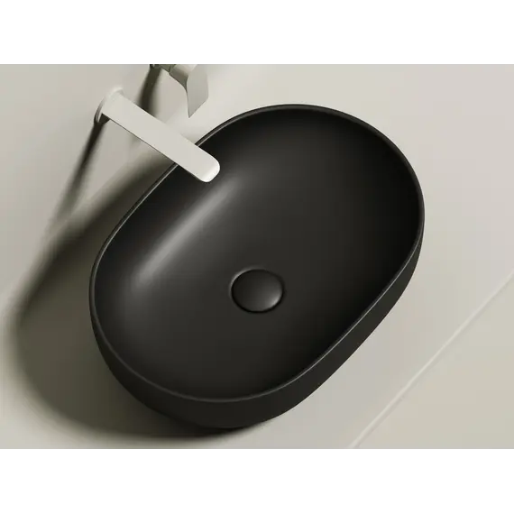 Умывальник чаша Ceramica Nova накладная овальная (цвет Черный Матовый) Element 600*415*135мм