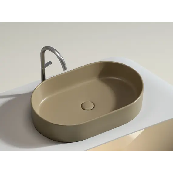 Умывальник чаша Ceramica Nova накладная овальная (цвет Капучино Матовый) Element 608*385*122мм