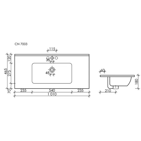 Умывальник Ceramica Nova накладной прямоугольный (цвет Черный Матовый) Element 1010*465*180мм