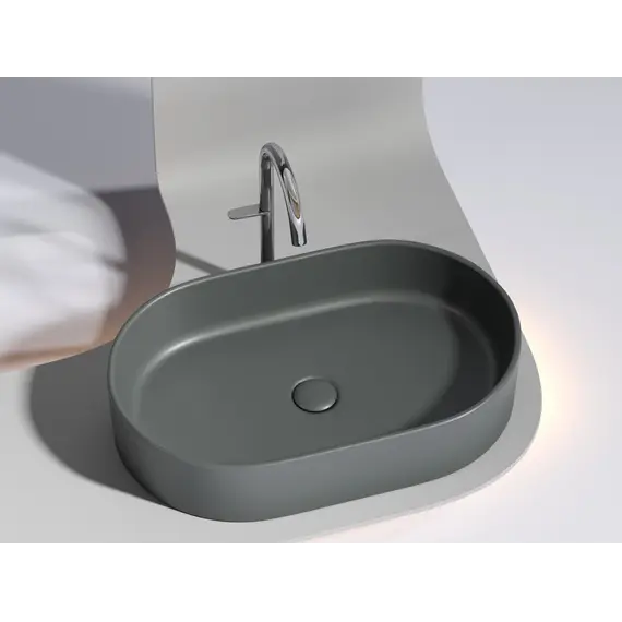 Умывальник чаша Ceramica Nova накладная овальная (цвет Темный Антрацит Матовый) Element 608*385*122мм