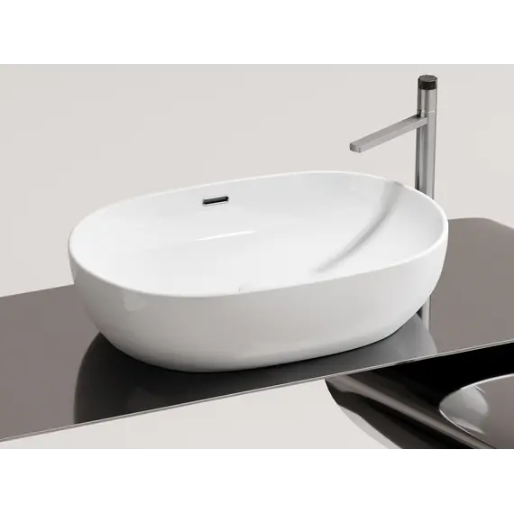 Умывальник чаша Ceramica Nova накладная овальная со сливом переливом Element 610*420*155мм