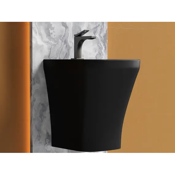 Раковина Ceramica Nova моноблок подвесная DION (Черный Матовый) с отверстием под смеситель, со сливом переливом