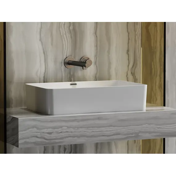 Умывальник чаша Ceramica Nova накладная прямоугольная со сливом переливом Element 605*385*140мм