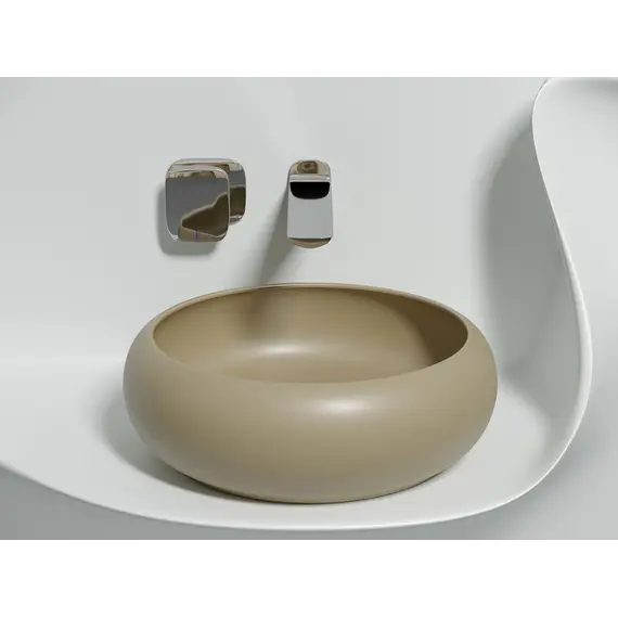 Умывальник чаша Ceramica Nova накладная круглая (цвет Капучино Матовый) Element 360*360*120мм