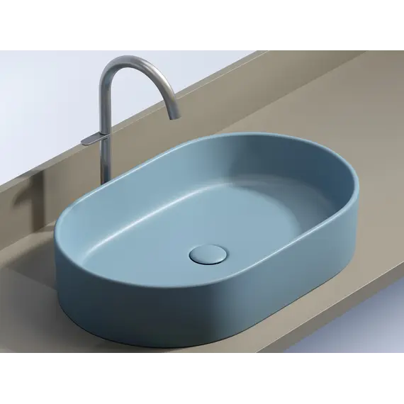 Умывальник чаша Ceramica Nova накладная овальная (цвет Голубой Матовый) Element 608*385*122мм