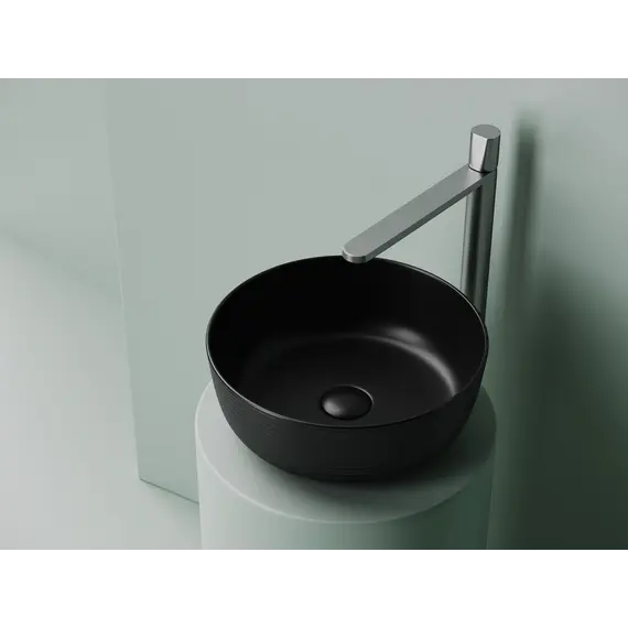 Раковина Ceramica Nova накладная круглая 356*356*135, без перелива, цвет черный матовый