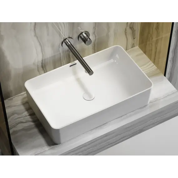 Умывальник чаша Ceramica Nova накладная прямоугольная со сливом переливом Element 605*385*140мм