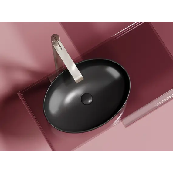 Умывальник чаша Ceramica Nova накладная овальная (цвет Черный Матовый) Element 502*363*145мм