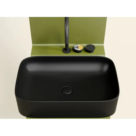 Умывальник чаша Ceramica Nova накладная прямоугольная (цвет Черный Матовый) Element 605*380*122мм