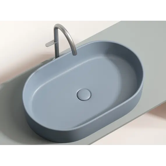 Умывальник чаша Ceramica Nova накладная овальная (цвет Серо-Голубой Матовый) Element 608*385*122мм