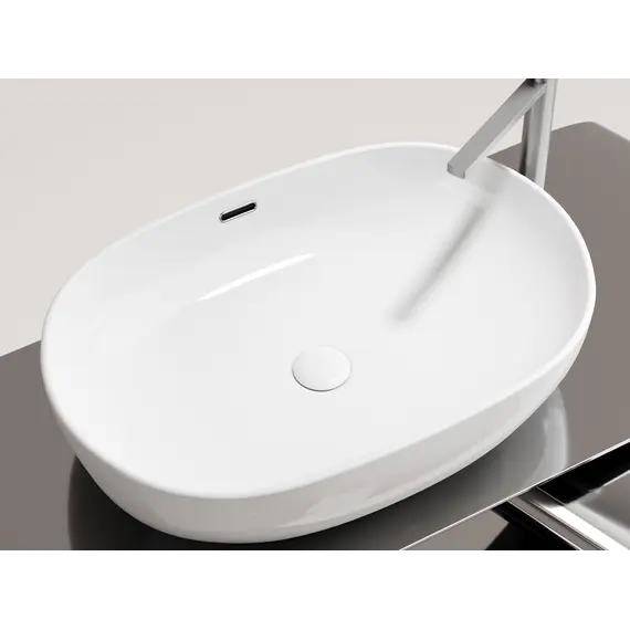 Умывальник чаша Ceramica Nova накладная овальная со сливом переливом Element 610*420*155мм