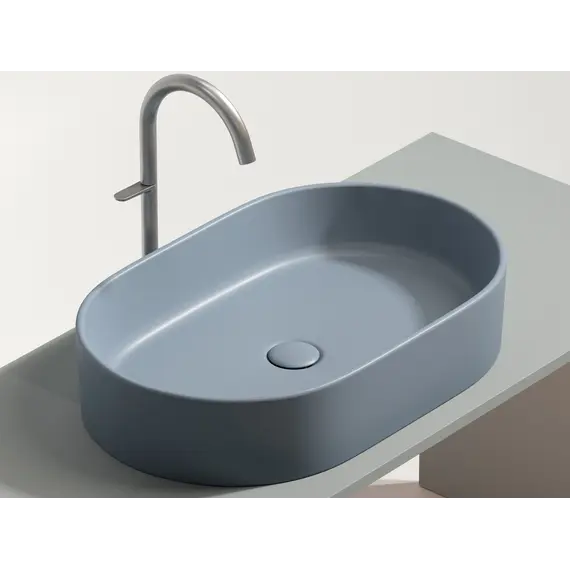 Умывальник чаша Ceramica Nova накладная овальная (цвет Серо-Голубой Матовый) Element 608*385*122мм