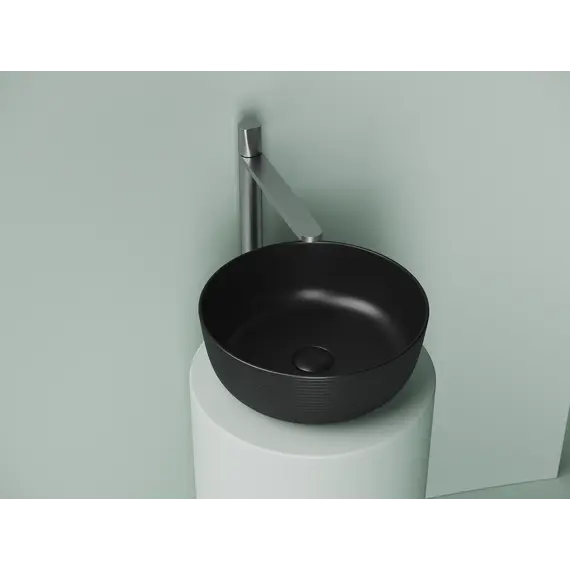 Раковина Ceramica Nova накладная круглая 356*356*135, без перелива, цвет черный матовый