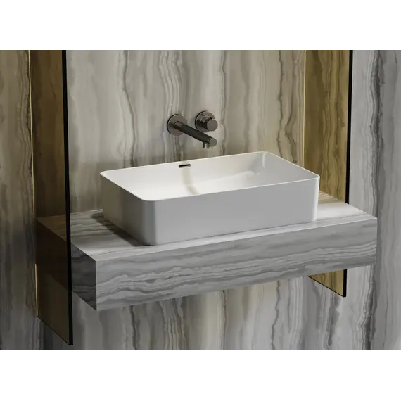 Умывальник чаша Ceramica Nova накладная прямоугольная со сливом переливом Element 605*385*140мм