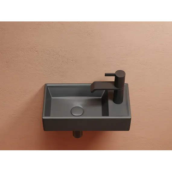 Умывальник подвесной Ceramica Nova L/R,  темный антрацит матовый Element 407*217*100