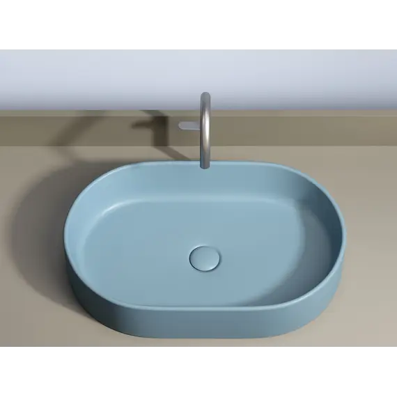 Умывальник чаша Ceramica Nova накладная овальная (цвет Голубой Матовый) Element 608*385*122мм