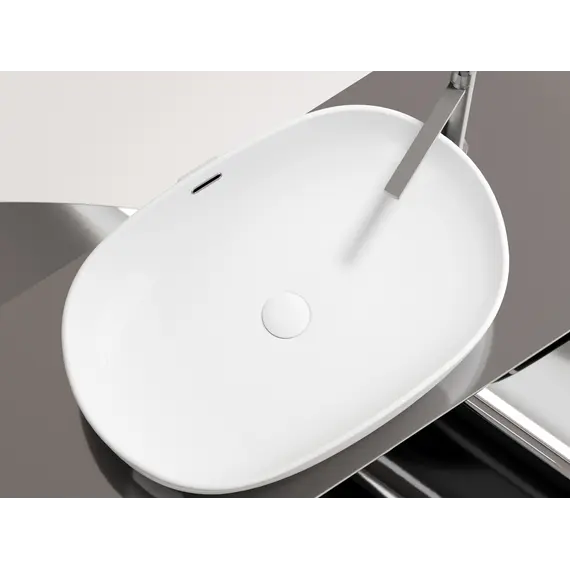 Умывальник чаша Ceramica Nova накладная овальная со сливом переливом Element 610*420*155мм