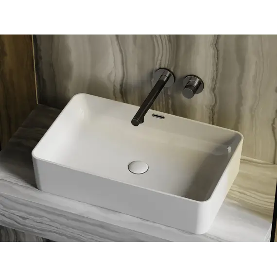 Умывальник чаша Ceramica Nova накладная прямоугольная со сливом переливом Element 605*385*140мм