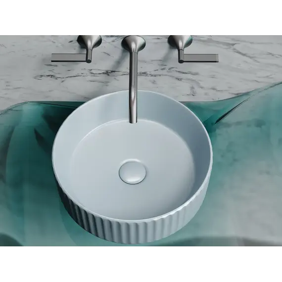Умывальник чаша Ceramica Nova накладная круглая (цвет Серо-Голубой Матовый) Element 360*360*115мм