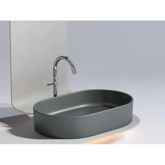 Умывальник чаша Ceramica Nova накладная овальная (цвет Темный Антрацит Матовый) Element 608*385*122мм